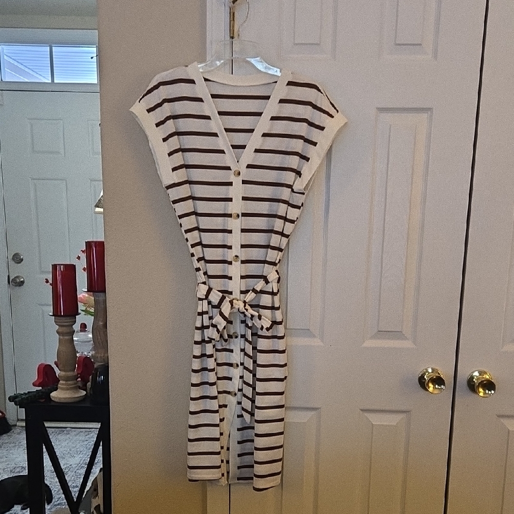 SHEIN Striped Button-Down Midi Dress